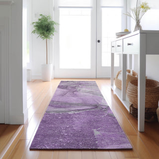 Premium Machine Washable Mayfield AMF524 Lilac 2'3" x 7'6" Runner Rug
