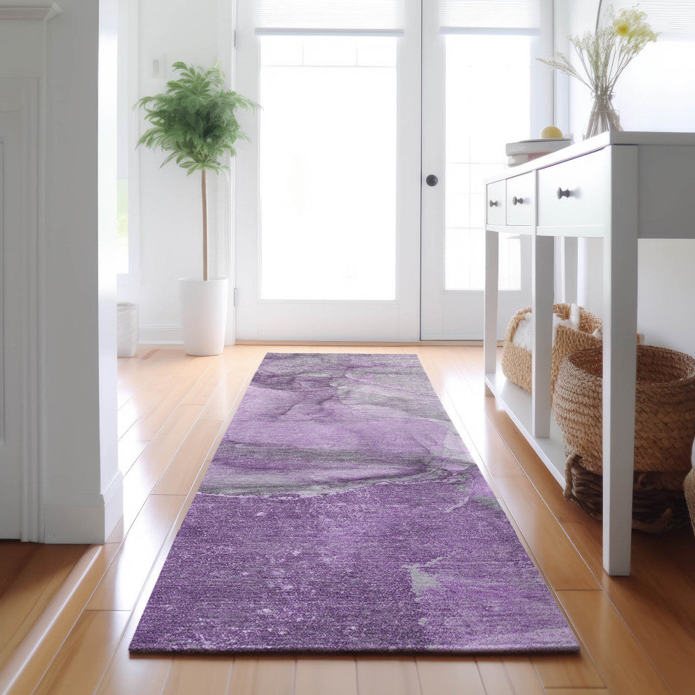 Premium Machine Washable Mayfield AMF524 Lilac 2'3" x 7'6" Runner Rug