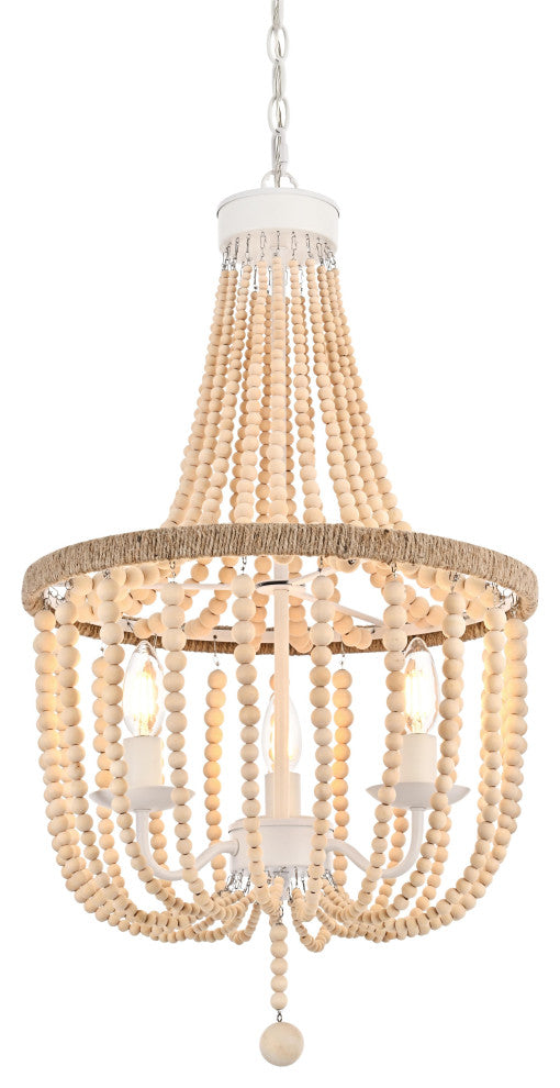 Home Living 16" Beaded Pendant, Beige