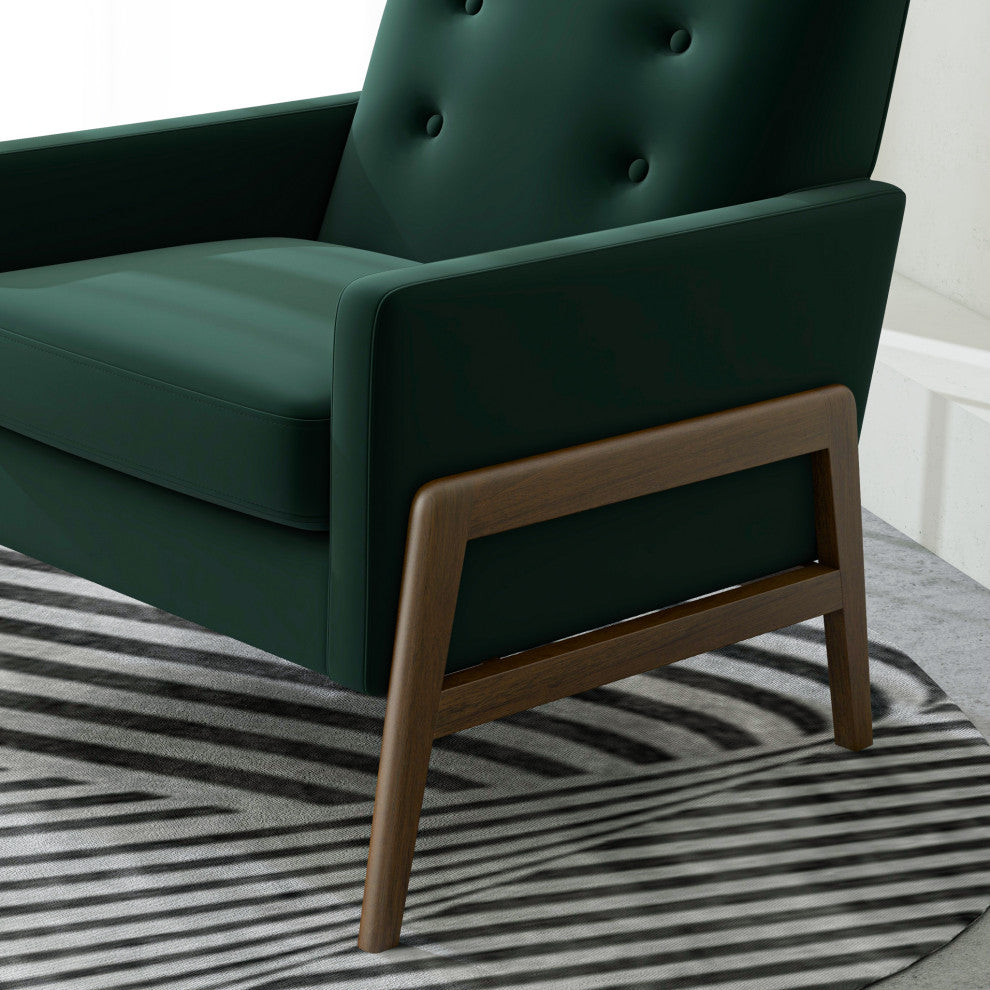 Stella Mid-Century Modern Tufted Back Upholstered Lounge Chair, Green