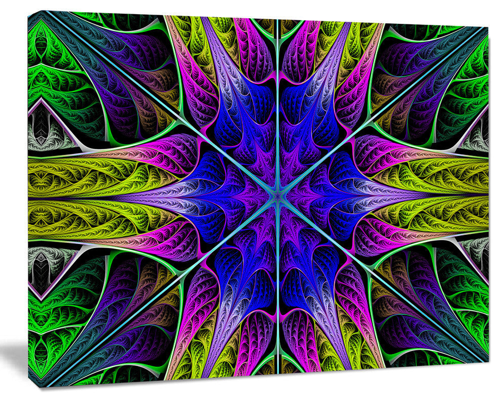 Star Shaped Blue Stained Glass, Abstract Canvas Art Print, 40x30