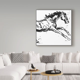 "Black Scribble Horse" by Sher Sester, Canvas Art, 35"x35"