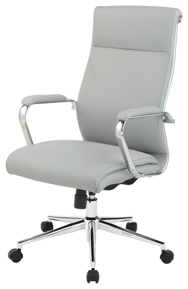 High Back Manager's Office Chair With Dillon Steel Fabric and Chrome Base