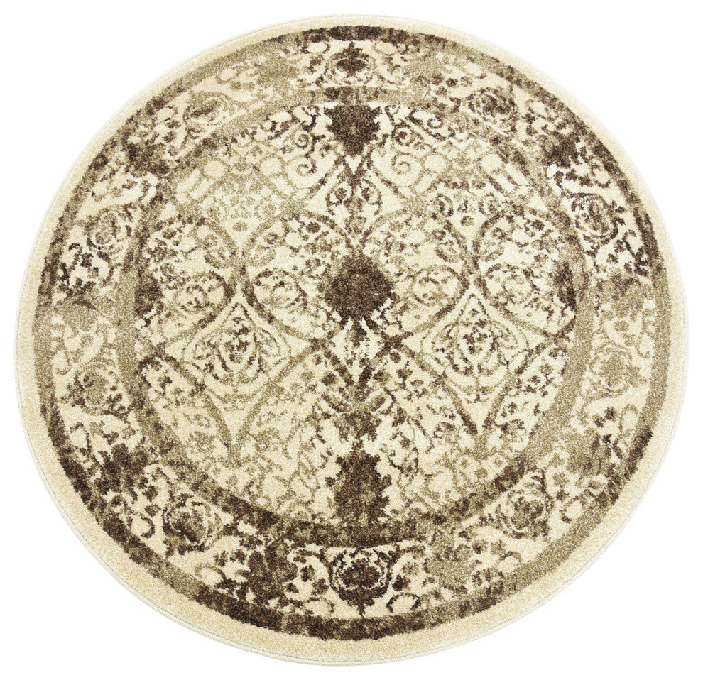 Unique Loom Beige La Jolla Traditional 3' 3 x 3' 3 Round Rug