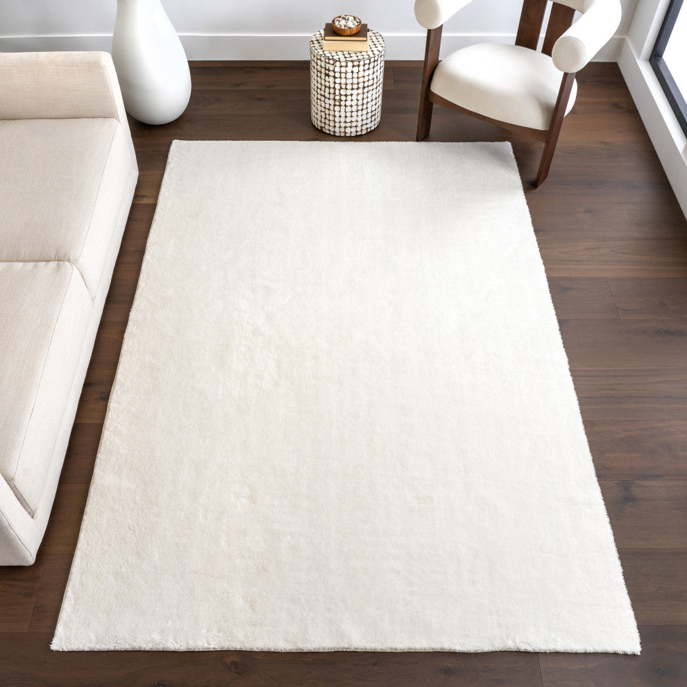 nuLOOM Loni Solid Machine Washable Shag Area Rug, White, 2'x3'