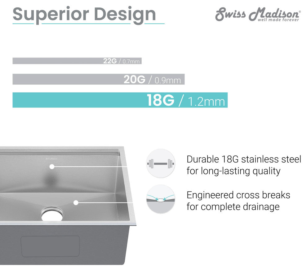 Rivage 30 x 19 Single Basin Undermount Kitchen Workstation Sink