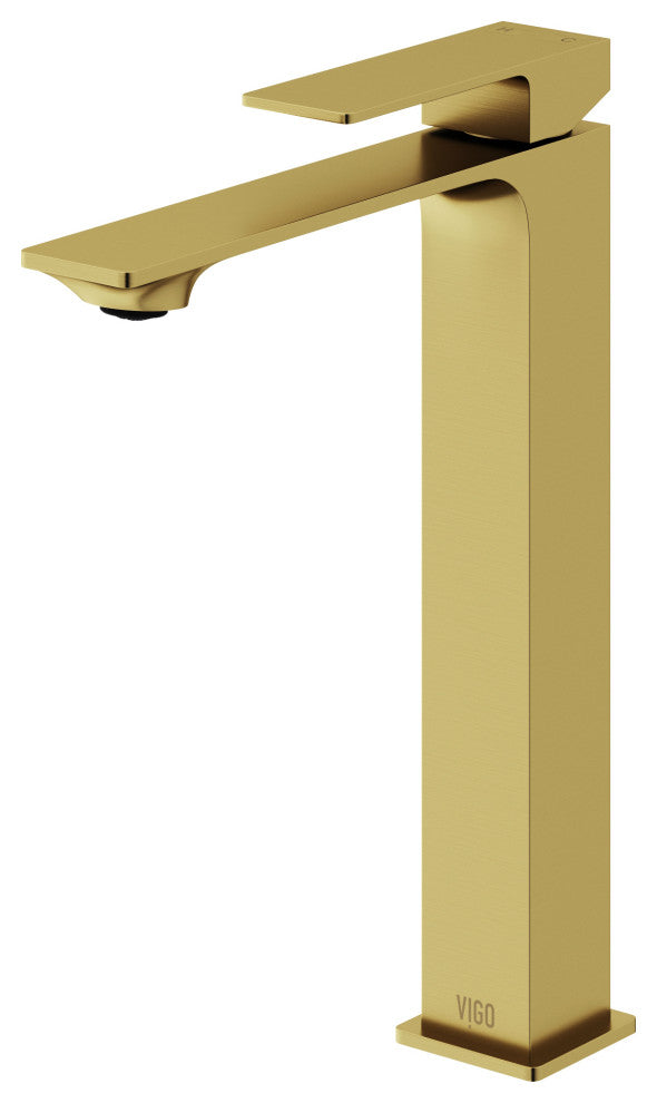 VIGO Dunn 11" H Single Handle Single Hole Bathroom Vessel Faucet, Matte Brushed Gold