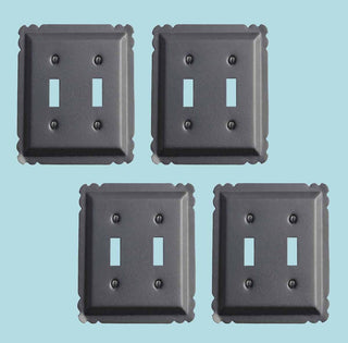 4 Switchplate Black Steel Double Toggle |