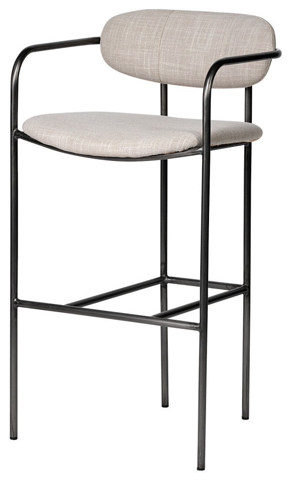 Parker Beige Fabric Seat with Dark Grey Metal Frame Bar Stool