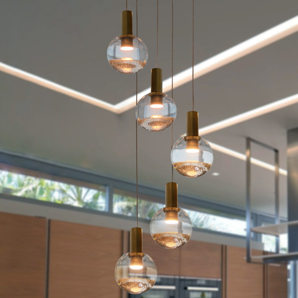 Sienna 5-Light ETL Certified Integrated LED Chandelier Lighting Fixture, Brass