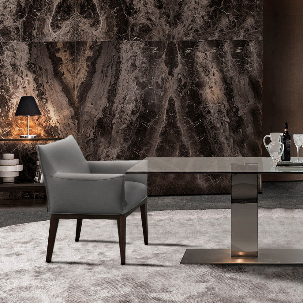 Nativa Interiors Olivia Geniune Leather Dining Chair, Steam