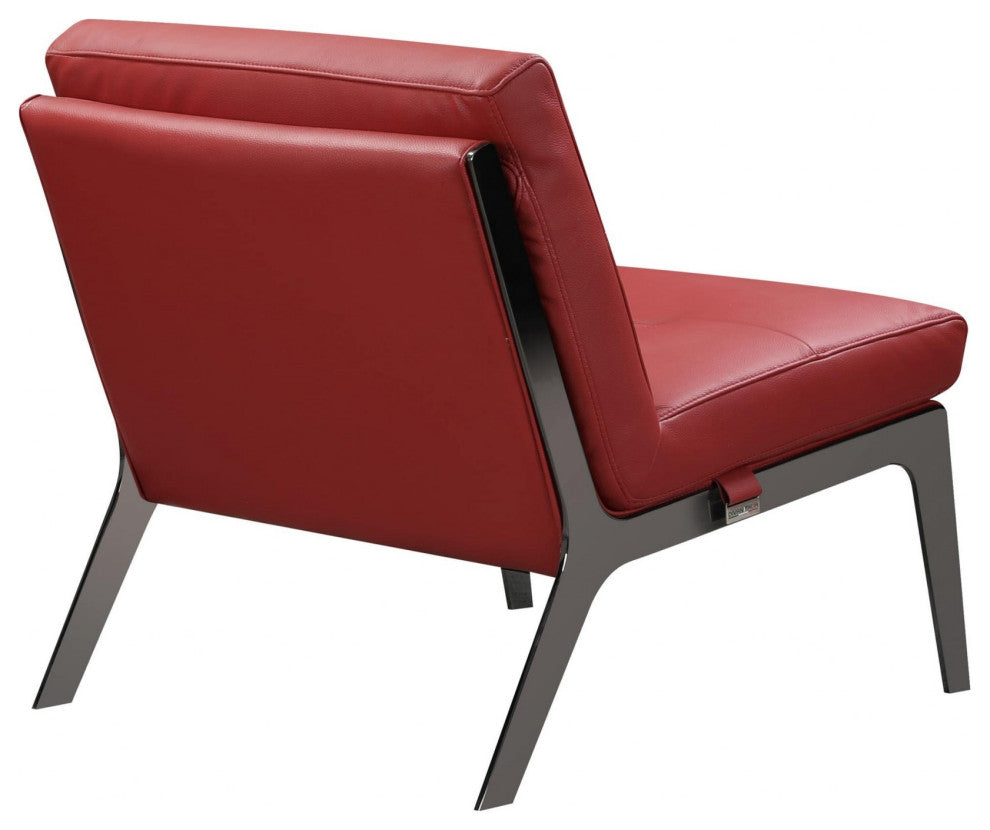 HomeRoots 30" X 33" X 31" Red Leather Accent Chair