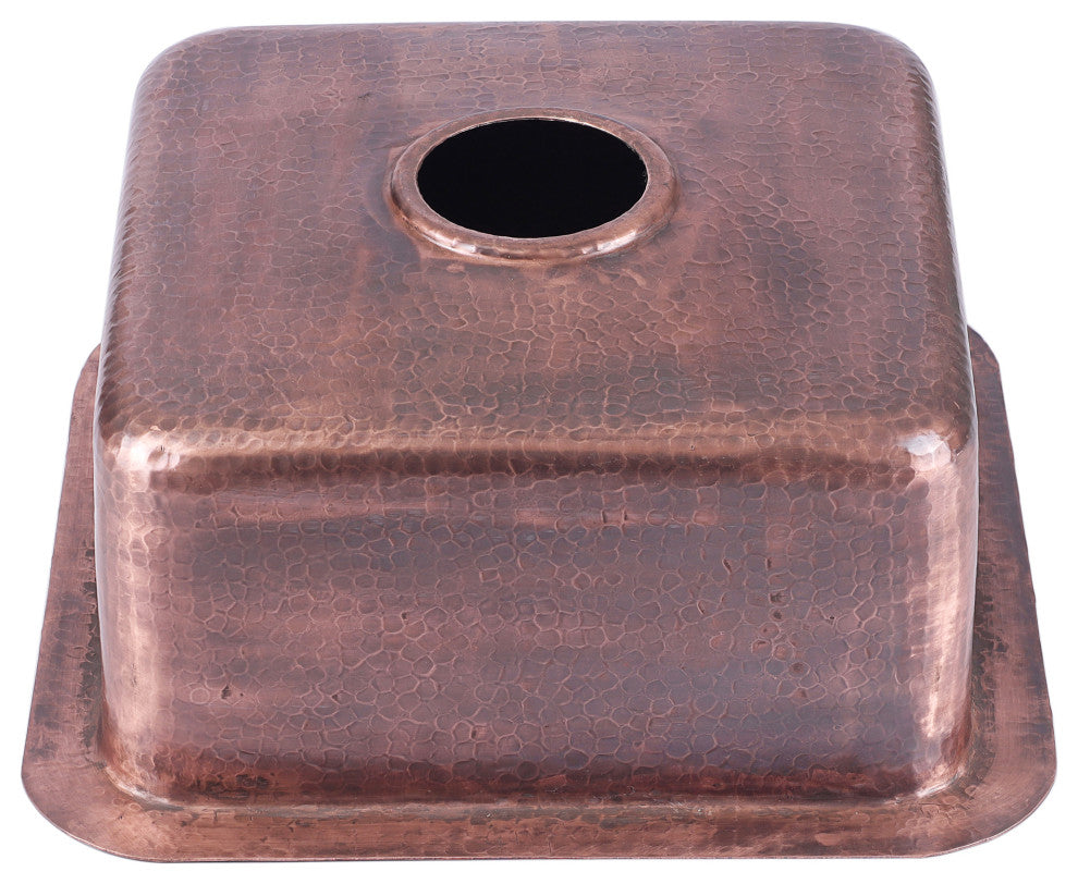 Nantucket Sinks'' SQRC-7PS Copper Square Bar Sink and Cutting Board