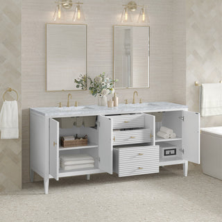 Myrrin 72" Double Vanity, Bright White, 3 CM Carrara White Marble Top