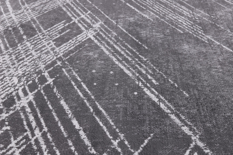 Low-Pile Sidney Charcoal/Ivory Rug, Charcoal, 10'x14'