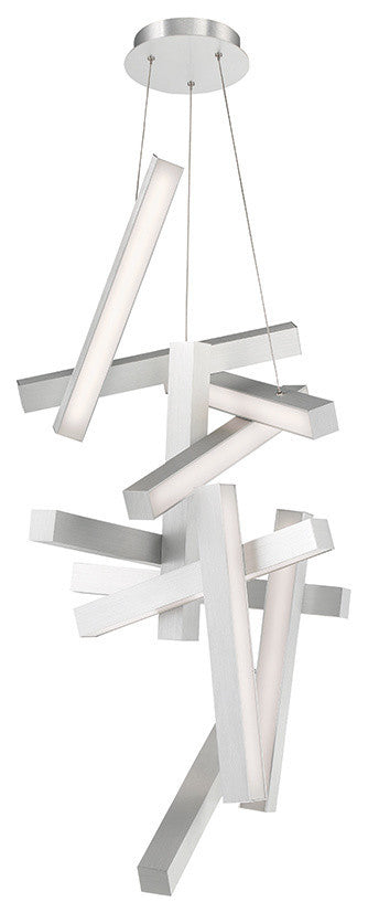 Chaos  LED Round Chandelier 3000K, Brushed Aluminum, 49"