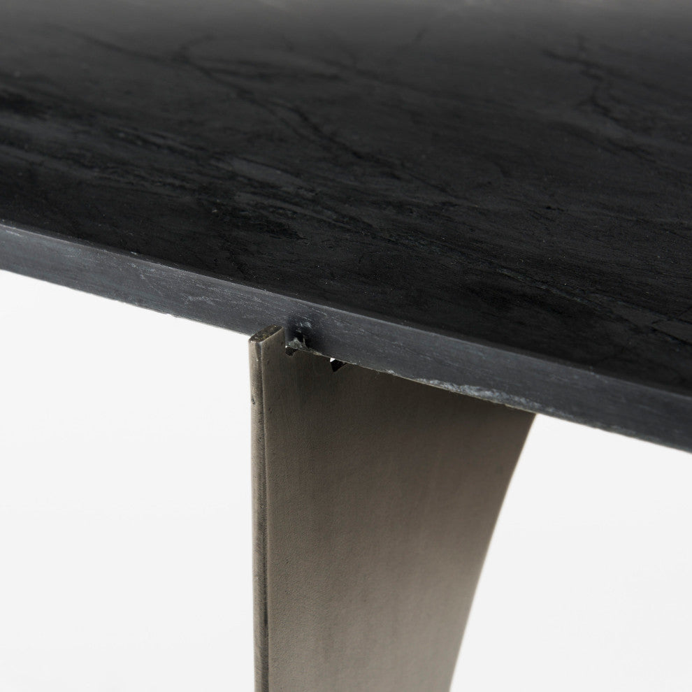 Reinhold IV Black Marble Top Iron Console Table