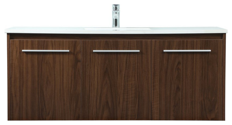 Phoebe Single Bathroom Vanity, Walnut, 48", Without Backsplash