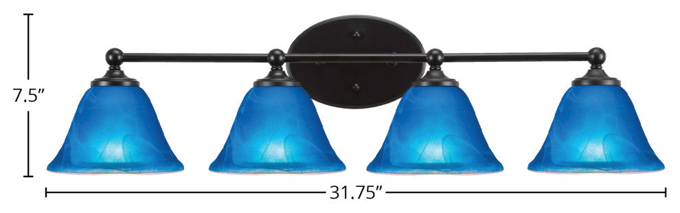 Capri 4-Light Bath Bar, Matte Black/Blue Italian