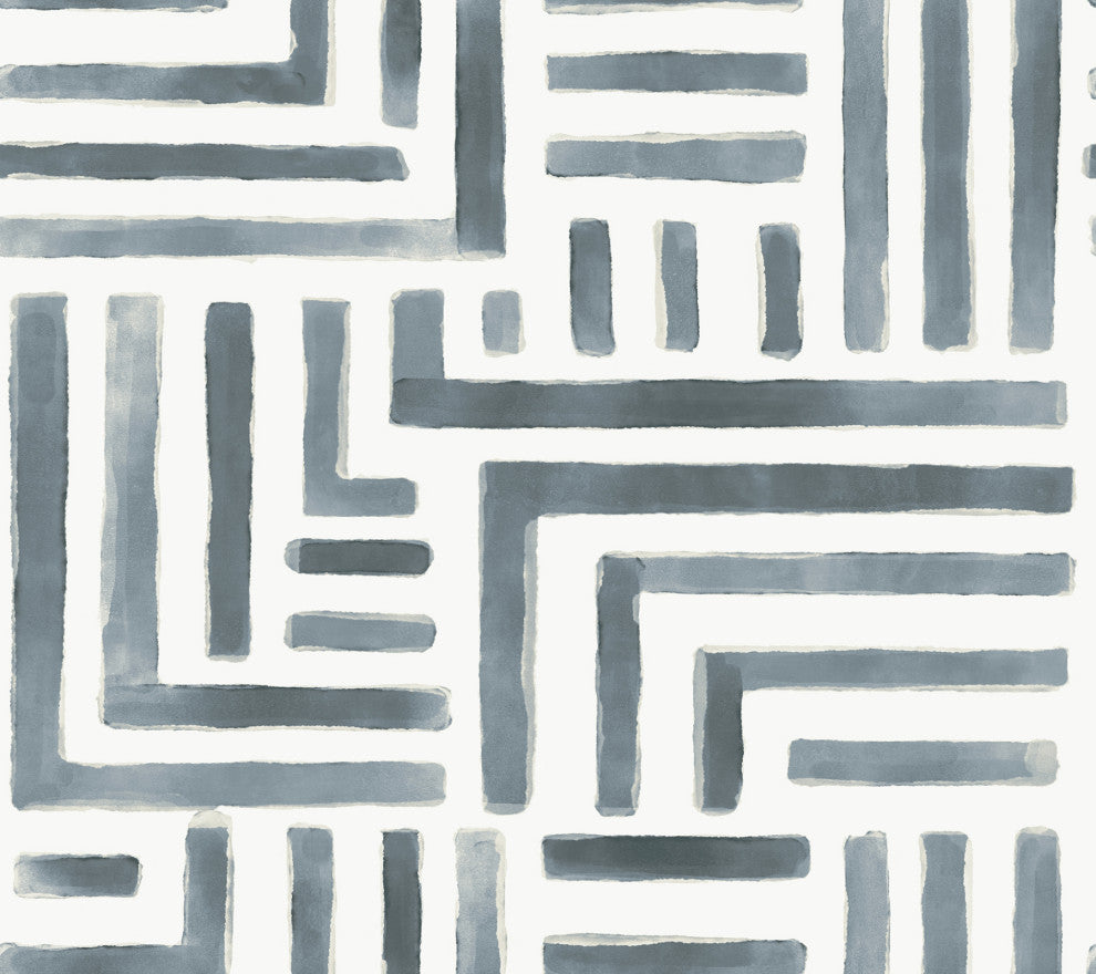 Painterly Labyrinth Aqua Wallpaper