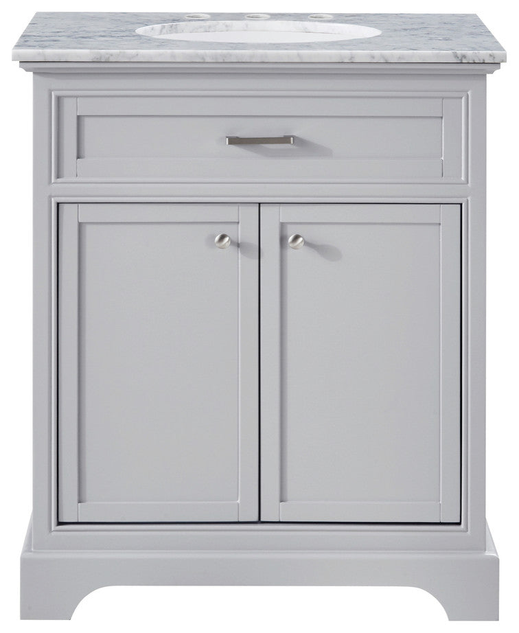 Amber Single Bathroom Vanity, Blue, Light Grey, 30"