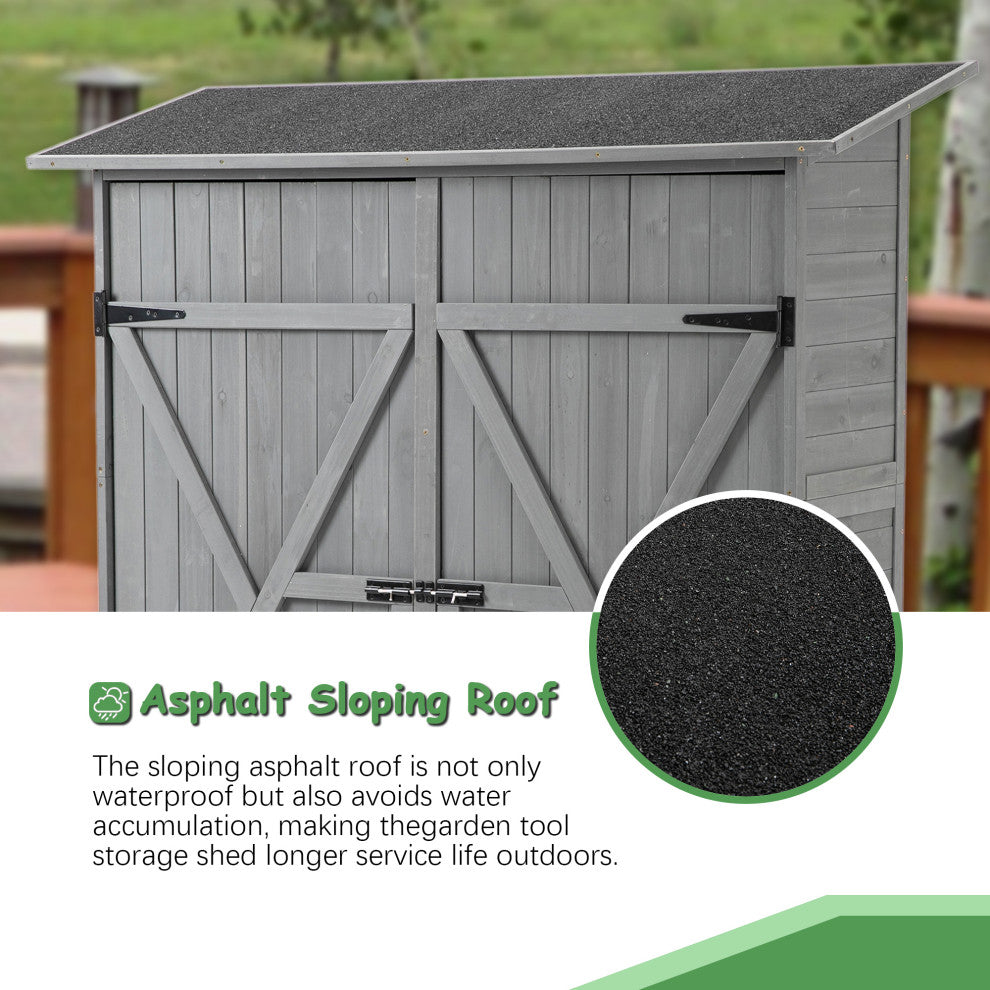 Outdoor Storage Shed With Lockable Door, Gray