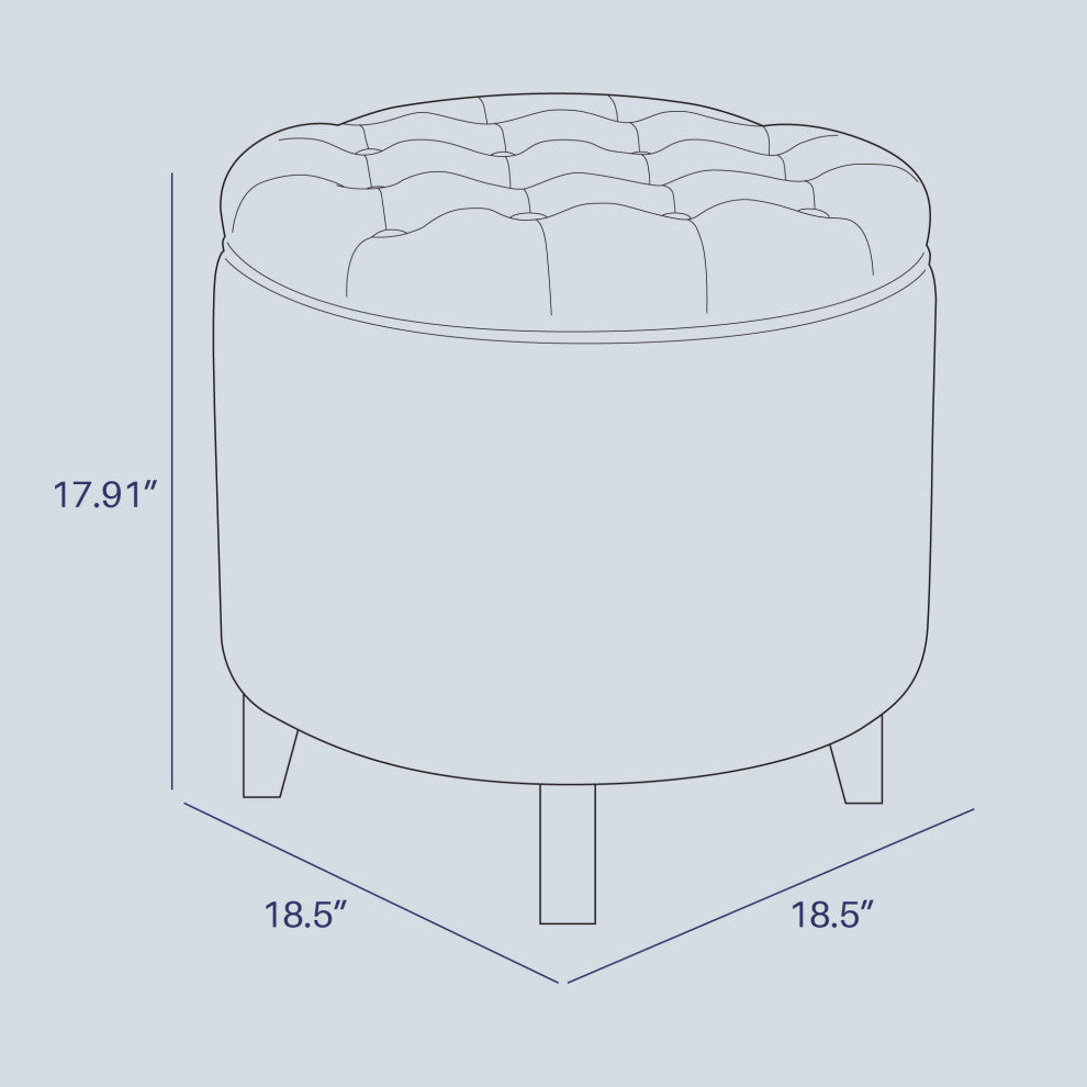 Lexington Modern Button Tufted Accent Storage Ottoman, Pouf Footstool, Gray