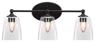 Capri 3-Light Bath Bar, Matte Black/Square Clear Bubble