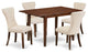 5Pc Kitchen Set - 4 Parson Chairs, Butterfly Leaf Table Hardwood, Mahogany