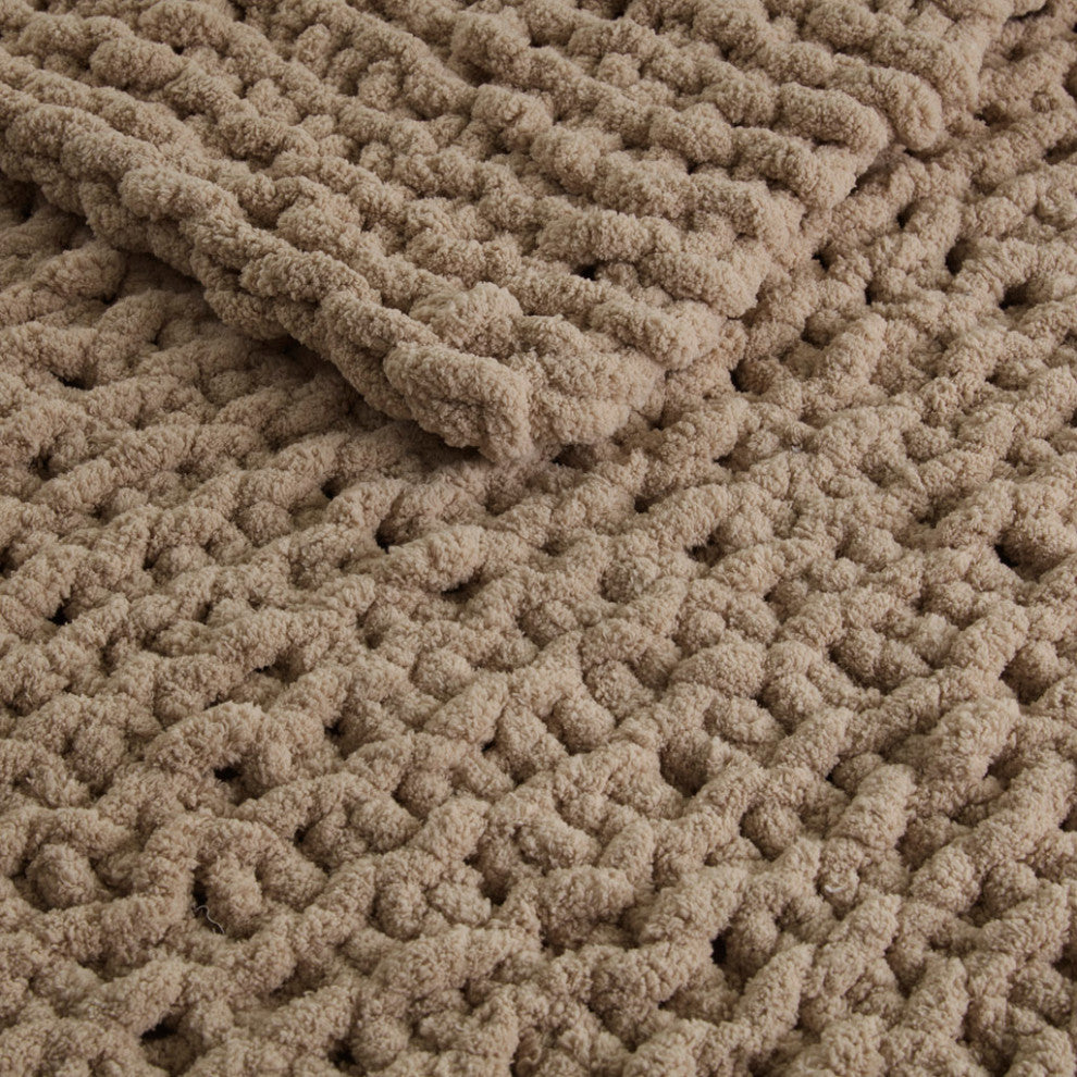Madison Park Chenille Chunky Knit Throw