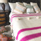 Hand-woven Wool Pom Pom Blanket Off-White With Pink, 78in X118in