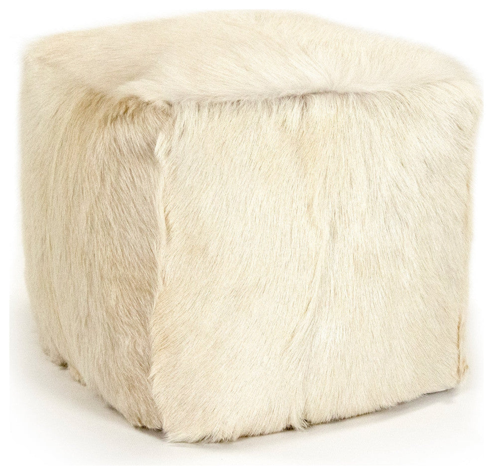 Tibetan Ivory Goat Fur Pouf