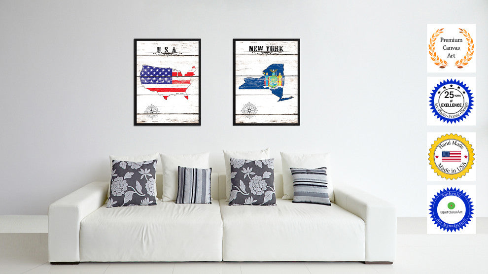 New York State Flag Canvas, 28"x37"