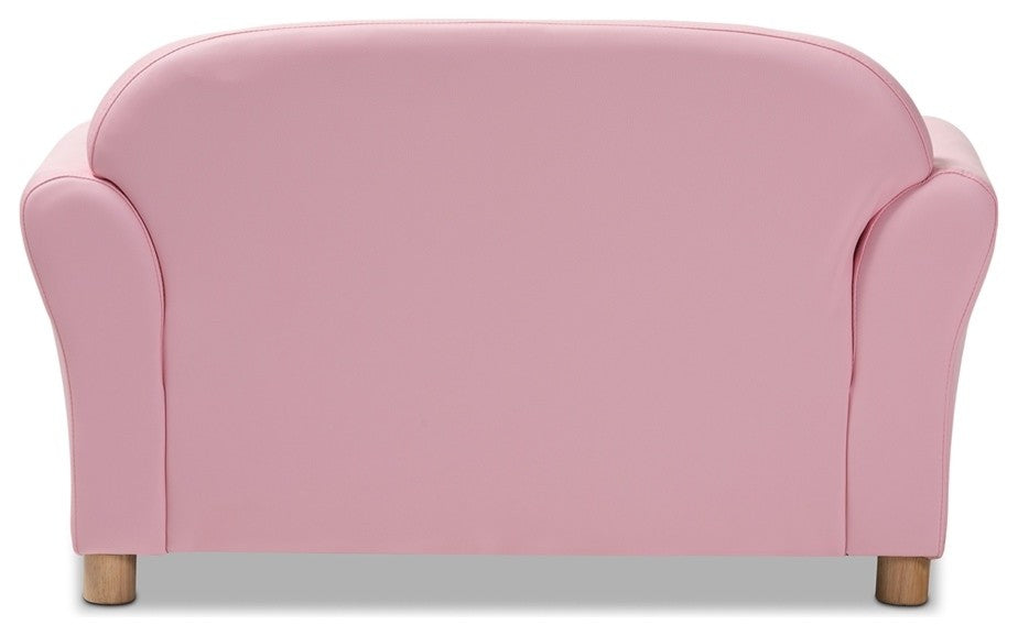Modern and Contemporary Pink Faux Leather 2-Seater Kids Love Seat