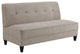 Ivory Chenille Settee With Tufted Back and Midcentury Armless Design