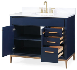 42" Beatrice Modern Brown Bathroom Vanity, Navy Blue