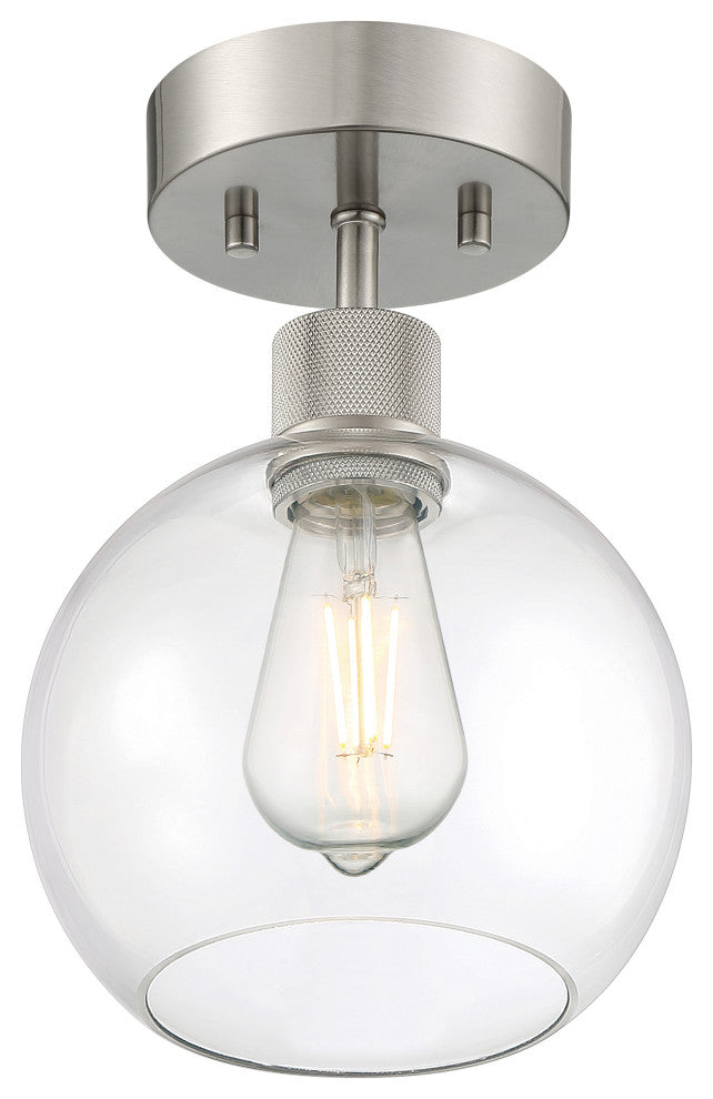 Access Lighting 63148LEDDLP/CLR Port Nine 8"W LED Semi-Flush - Brushed Steel