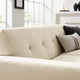 Loveseat Sofa, Beige, Fabric, Modern, Mid Century Hotel Lounge Cafe Lobby