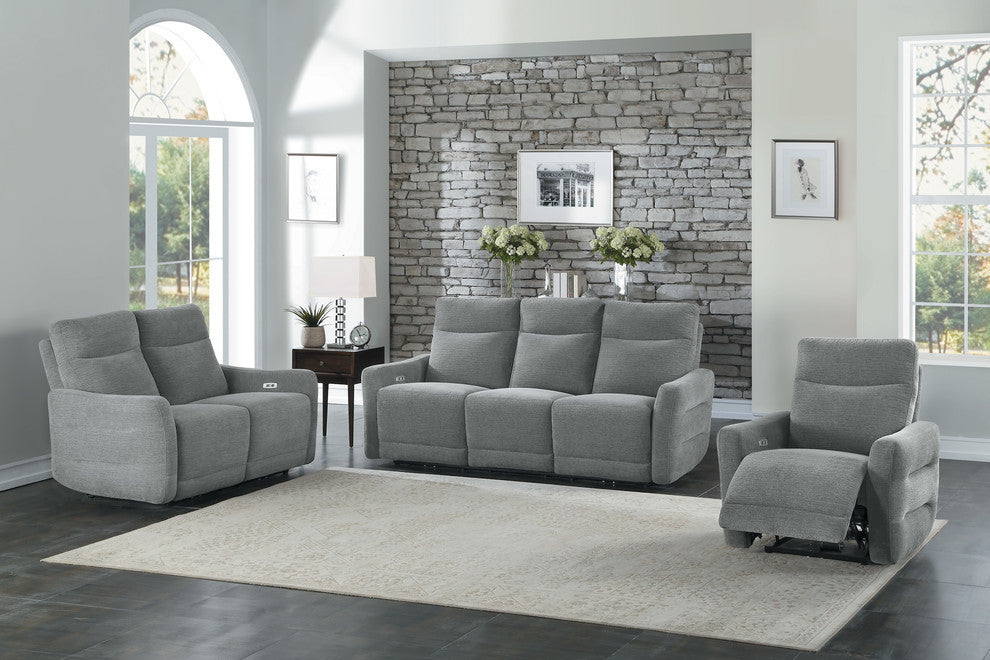 Maston Power Double Reclining Sofa, Gray