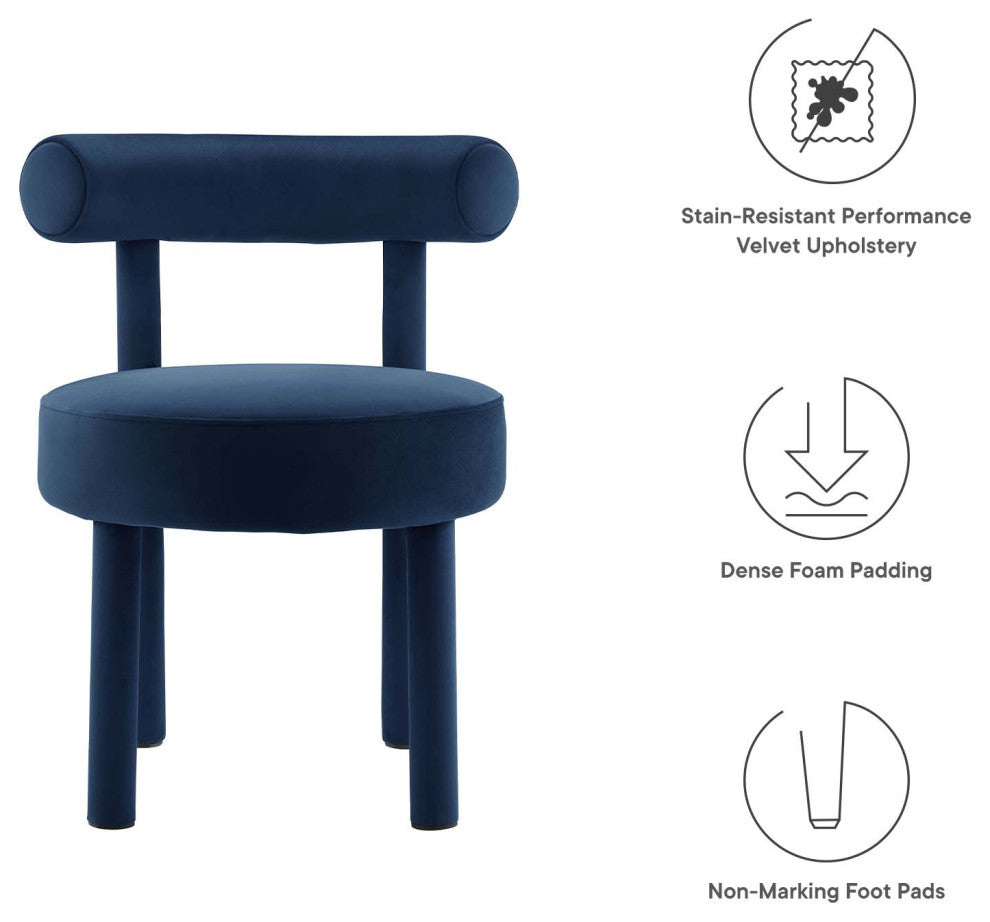 Toulouse Performance Velvet Dining Chair, Set of 2, Midnight Blue