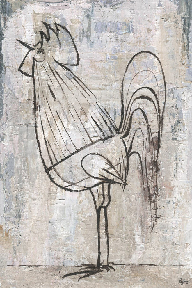 "Morning Rooster" Painting Print on Wrapped Canvas, 24"x36"