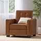 Langseth Contemporary Tufted Pushback Recliner, Cognac/Dark Brown, Faux Leather
