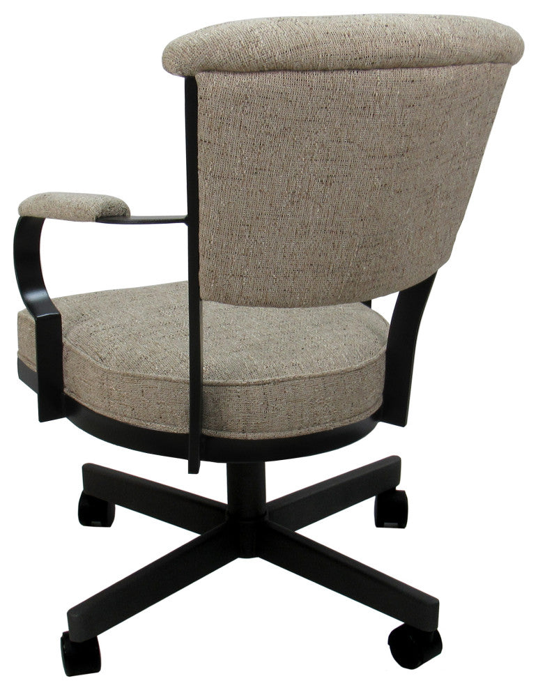 Miami Swivel Metal Dining Caster Chair - Reading Base, Hemsath Driftwood, Black