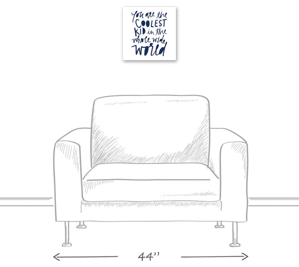 Coolest Kid Blue Text 12x12 Canvas Wall Art