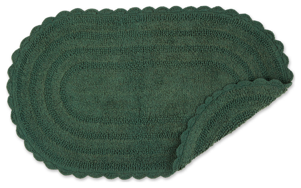 Dark Green Large Oval Crochet Bath Mat
