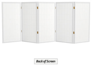 3' Tall Window Pane Shoji Screen, White, 5 Panels