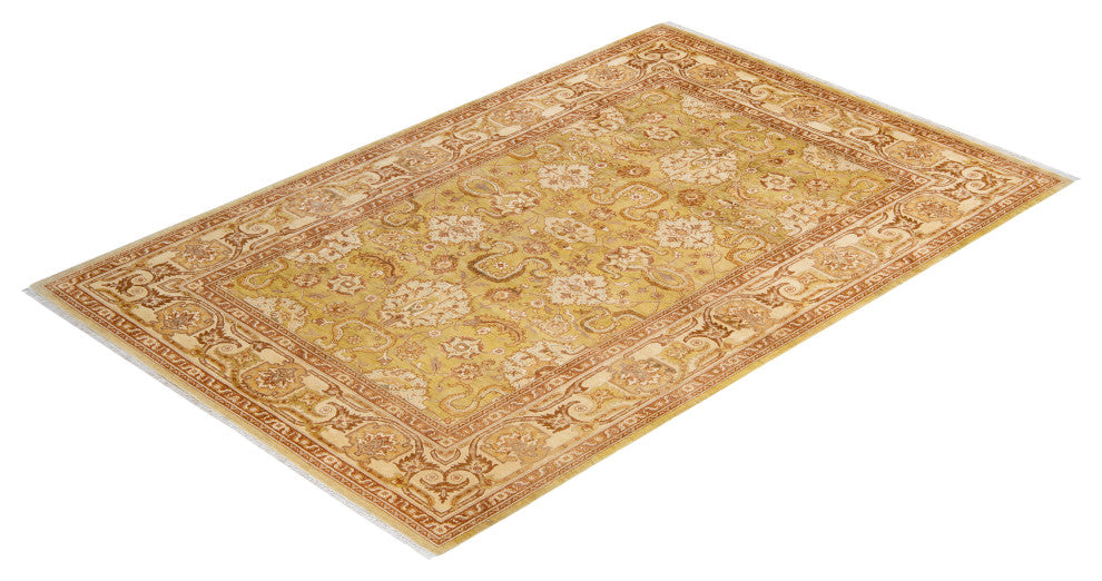 Eclectic, One-of-a-Kind Hand-Knotted Area Rug Green, 6' 1" x 9' 3"