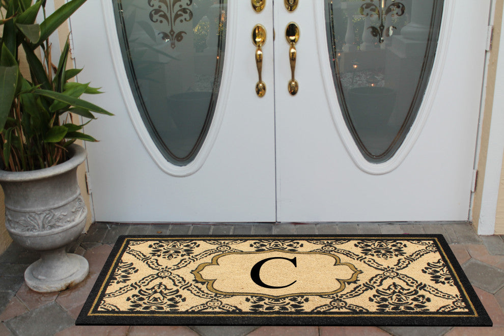 A1HC  Uriel Treated Coir Entry Monogrammed Double Doormat, 60"x30", X-Large, C