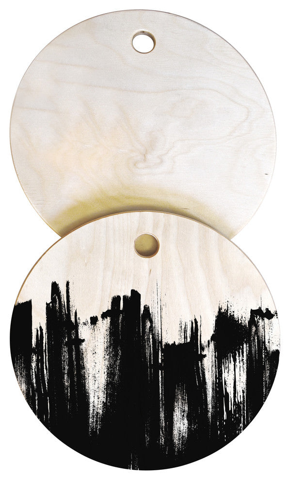 Kelly Haines Monochrome Brushstrokes Cutting Board Round