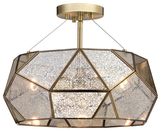 Vaxcel Lighting C0284 Euclid 3 Light 16"W Semi-Flush Drum Ceiling - Aged Brass